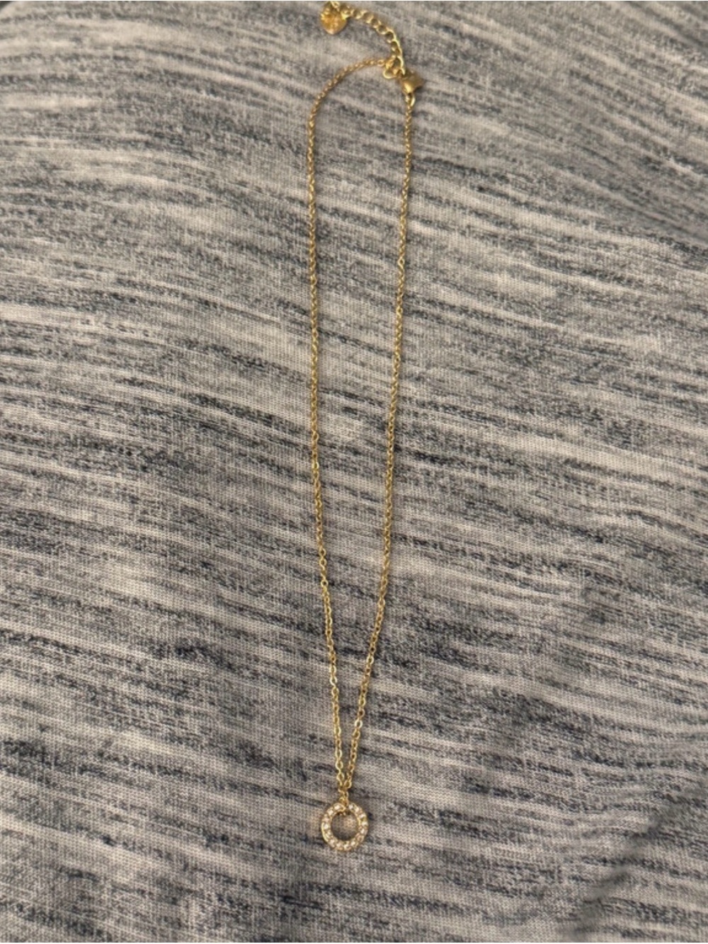 Delicate Gold Circle Pendant Necklace Pave Circle Necklace 18K Gold Plated NWOT